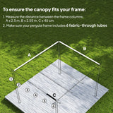 Outsunny Retractable Pergola Cover, 2.55 x 2.5 m Replacement Canopy Fabric for 3 x 3 m Frame, Roof Top Only, Brown