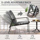 Outsunny Three-Piece Reclining Chair Set - Grey