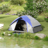 Outsunny Two Man Single Room Dome Tent, with Accessories - Dark Blue/Grey