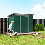 Outsunny 8.5 x 4ft Metal Shed with Lightsky Panels, Garden Storage Tool House with Double Doors for Garden, Patio and Lawn, Green