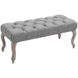 HOMCOM Tufted Upholstered Accent Bench Window Seat Bed End Stool Fabric Ottoman for Living Room, Bedroom, Hallway