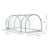 Outsunny Set of 2 Tunnel Greenhouse, Green Grow House with Roll-up Door, Steel Frame, Plastic Cover for Garden, Outdoor, 200 x 100 x 80cm, Clear