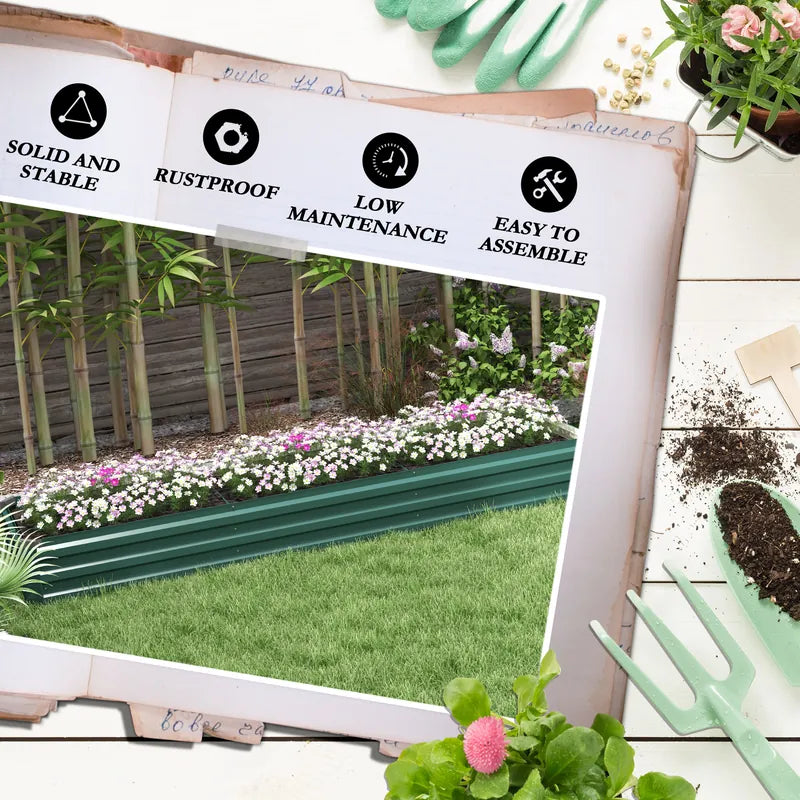 Outsunny 60 x 240cm Galvanised Steel Planter, with Open Bottom