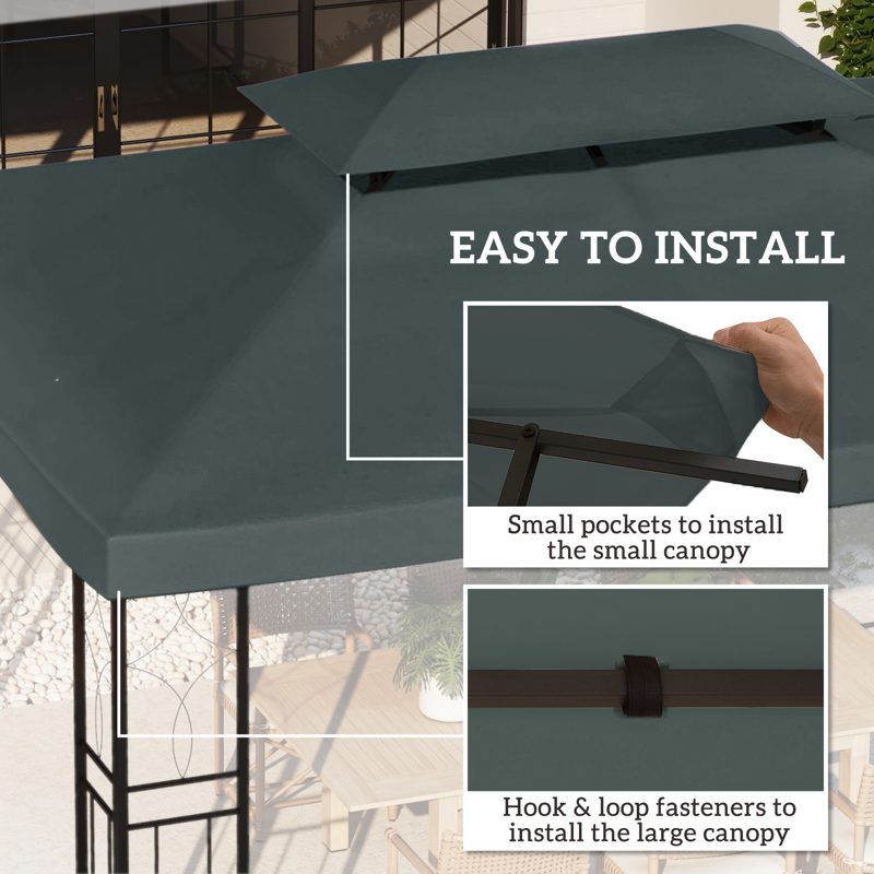 Outsunny Gazebo Roof Replacement, for 3 x 4m Frames - Grey