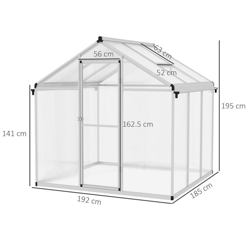 Outsunny 6 x 6ft Aluminium Frame Greenhouse, with Foundation