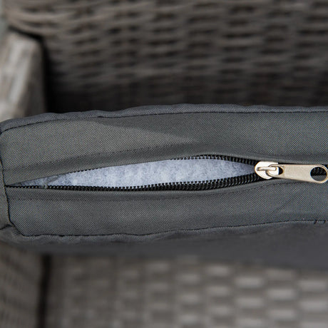 Outsunny 2 Pieces Outdoor PE Rattan Dining Chairs Set with Cushion, Garden Armchair with Armrests, High Backrest, Metal Frame Patio Wicker Furniture, Grey