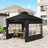 Outsunny 3 x 3 m Garden Gazebo, Double Roof Metal Gazebo with Removable Sidewalls and Church Windows, Outdoor Canopy Shelter, Black
