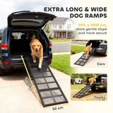 PawHut 191 x 20cm Dog Ramp for Car, Extra Long Pet Stairs with Non-Slip Surface, for Large Dogs, Black