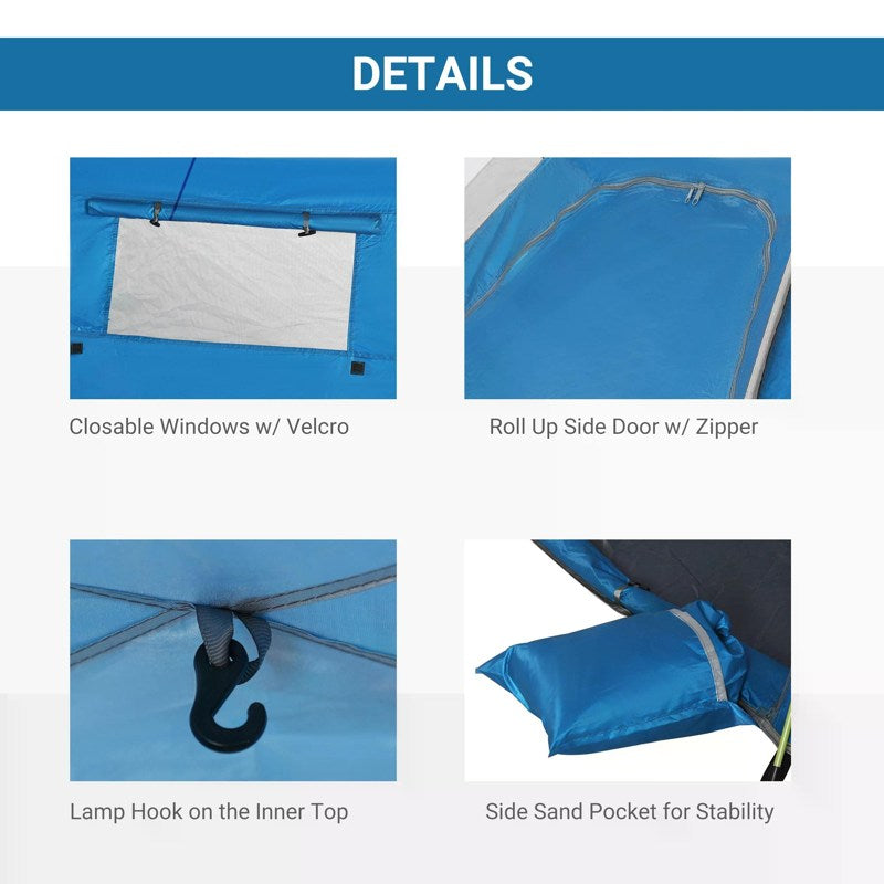 Outsunny Beach Tent for 1-2 Person Pop-up Design with 2 Mesh Windows & 2 Doors Sky Blue