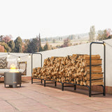 Outsunny Firewood Rack with Waterproof Cover, Heavy Duty Metal Log Store Indoors, Log Storage Holder for Outdoor Indoor Fireplace, 300 x 36 x 99 cm, Dark Green