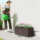Outsunny Plastic Raised Garden Bed with Legs, Self Watering Elevated Planter Boxes with Drainage Holes and Plugs