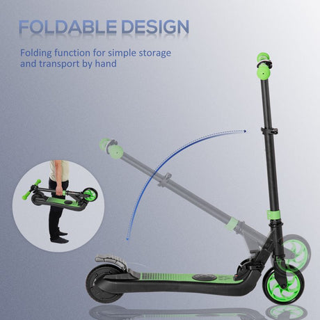 HOMCOM Folding Electric Scooter with Brake, for Ages 6+ Years, 8km/h Maximum Speed, Green