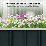 Outsunny Galvanised Raised Garden Bed, 4.5 x 2 x 1 ft Metal Planter with Gloves and Folded Edging, Dark Grey