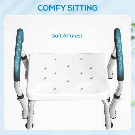 HOMCOM 57-69cm Aluminium Frame Bath Seat