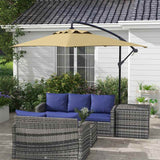 Outsunny 3m Square Canopy Cantilever Parasol, with Cross Base - Brown