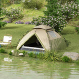 Outsunny Two-Man One Room Camping Tent, with Accessories - Dark Green