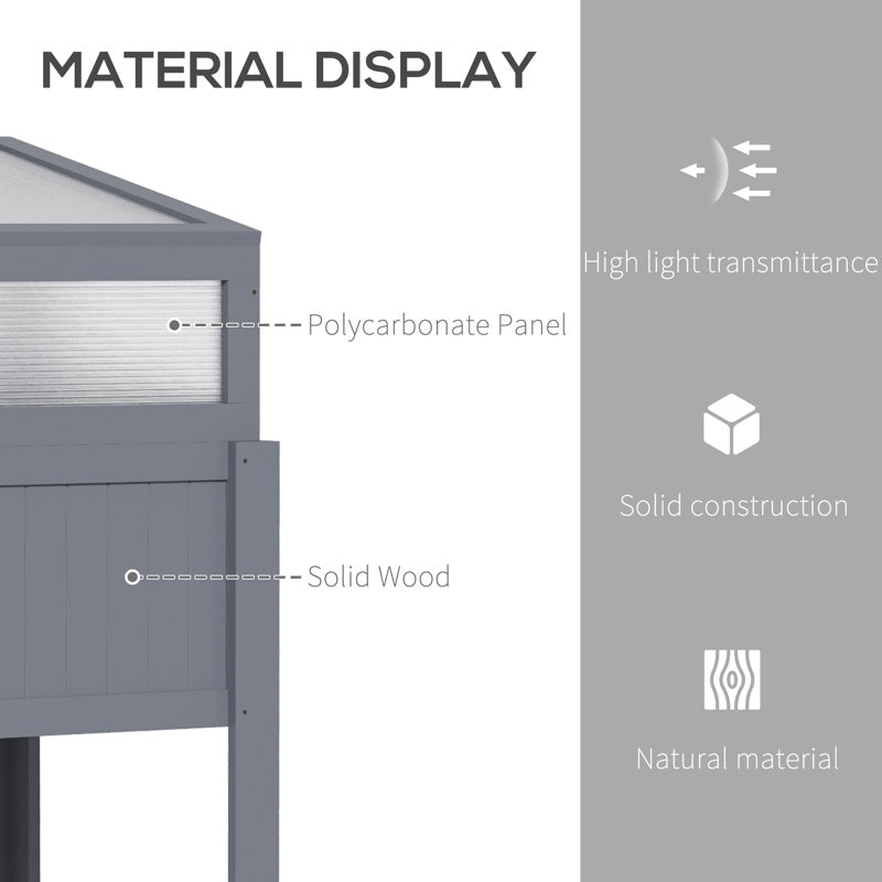 Outsunny Raised Garden Bed 2-IN-1 Wood Cold Frame Greenhouse with Elevated Garden Box, Openable Top for Flowers, Vegetables, Plants, Grey