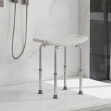 HOMCOM Height Adjustable Bath Stool, Aluminium Shower Stool with Non-Slip Pads for Elderly, Disabled, Seniors, Pregnant, White