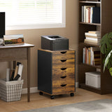 HOMCOM Five-Drawer Filing Cabinet - Rustic Brown