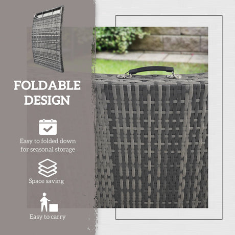 Outsunny Rattan Folding Sun Lounger Outdoor Chair with Cushion and Pillow Mixed Grey