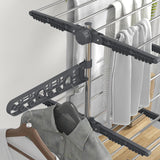 HOMCOM Four-Shelf Collapsing Clothes Horse, With Side Arms and Wheels - Grey