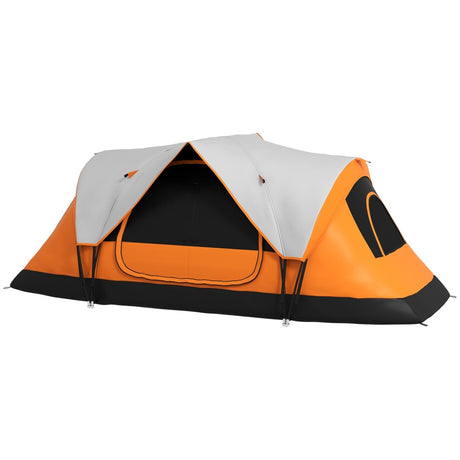 Outsunny Six-Man Tent, with Two Rooms, Small Rainfly and Accessories - Orange