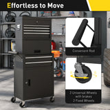 HOMCOM Three-Part Steel Locking Tool Chest - Black