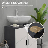 kleankin Pedestal Sink Bathroom Cabinet, Bathroom Vanity Unit with 20 x 20cm "U" Cut-Out and Adjustable Shelf, Light Grey