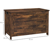 HOMCOM Storage Chest, Modern Storage Trunk with 2 Safety Hinges and Cut-out Handles, Wooden Toy Box for Living Room, Entryway, 76 x 40 x 48 cm, Rustic Brown