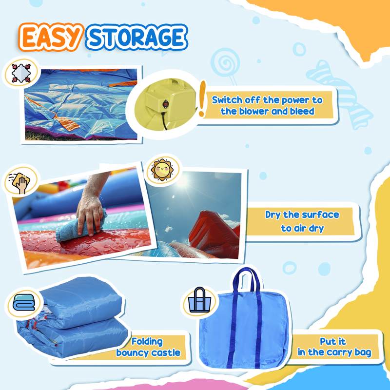 Outsunny Kids Inflatable Bouncy Castle Water Slide 6 in 1 Bounce House Jumping Castle Water Gun Climbing Wall with Air Blower for Age 3-8, 3.9 x 3 x 2m