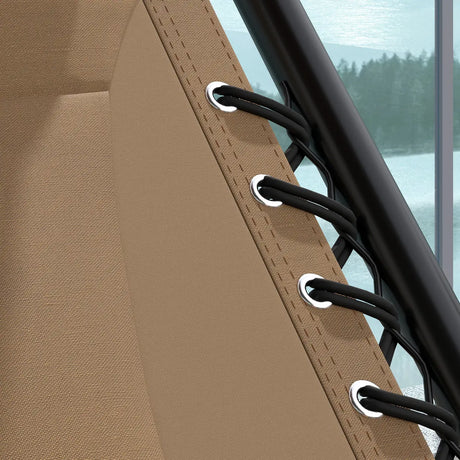 Outsunny Zero Gravity Lounger Chair Set of 2, Folding Reclining Patio Chair with Shade Cover, Cup Holder, Soft Cushion and Headrest for Poolside, Camping, Coffee