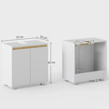 kleankin Modern Bathroom Sink Cabinet, Floor Standing Under Sink Cabinet, Freestanding Storage Cupboard with Double Doors, White