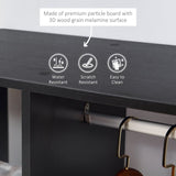 HOMCOM Open Wardrobe on Wheels, Bedroom Wardrobe with Clothes Hanging Rail, 3 Storage Shelves, Mobile Garment Rack for Cloakroom, Hallway, Black