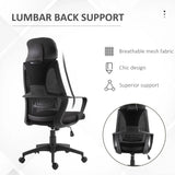 Vinsetto High Back Office Chair with Headrest, Adjustable Height, Mesh Material for Office Use, Black