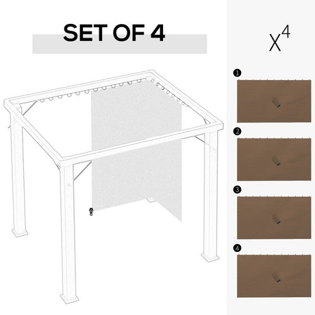 Outsunny Set of Four 3 x 4m Gazebo Replacement Walls - Dark Brown