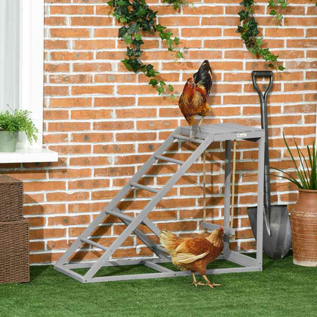 PawHut Wooden Chicken Coop Toy with Swing, Ladder, Platform, Grey