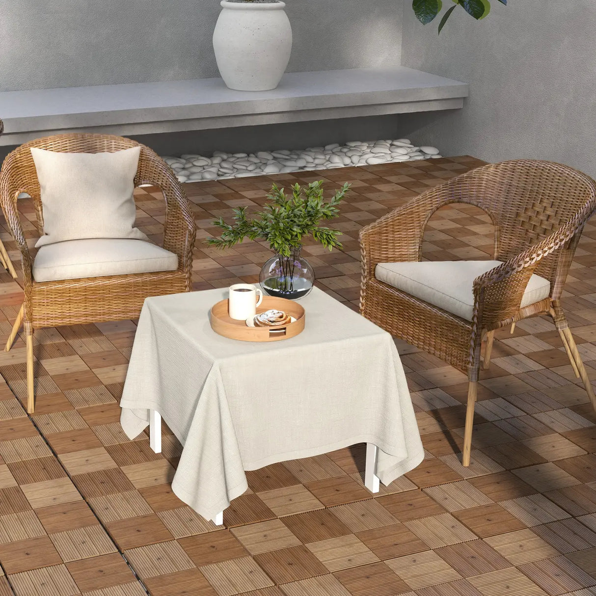 Outsunny 27 Pcs Wooden Interlocking Decking Tiles, 30 x 30 cm Anti-slip Outdoor Flooring Tiles, 0.81 per Pack, All Weather Use for Patio, Balcony, Terrace, Hot Tub, Brown