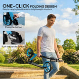 HOMCOM One-click Folding Kick Scooter for 14+ w/ Adjustable Handlebar, Push Scooter with Kickstand, Dual Brake System, Blue