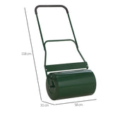Outsunny 40L Garden Lawn Roller, Water Sand Filled Outdoor Grass Roller, 32cm Heavy Duty Metal Lawn Push Rolling Tool for Grass Seeding, Soil Levelling, Green