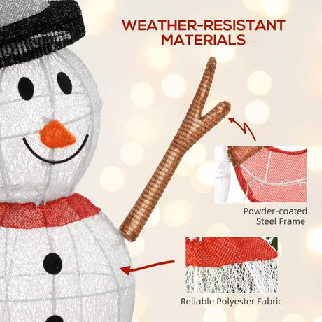 Outsunny 3ft 78 LED Light Outdoor Snowman Decoration, with Accessories