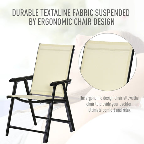 Outsunny Set of Two Folding Garden Chairs - Beige
