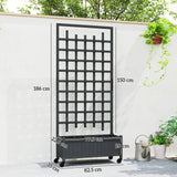 Outsunny Wooden Trellis Planter, Raised Garden Bed with Wheels, to Climb and Grow Vegetables, Herbs and Flowers, Grey