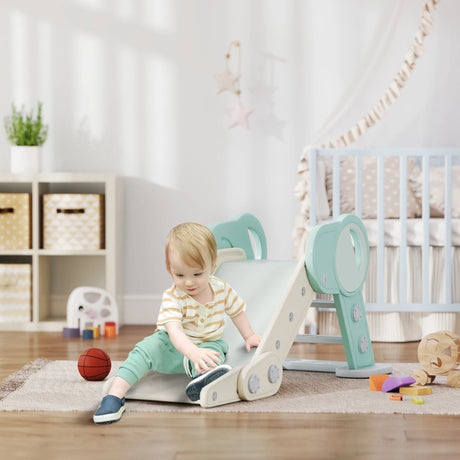 AIYAPLAY Foldable Kids Slide, Freestanding Baby Slide, for Ages 1.5-3 Years, Grey & Green