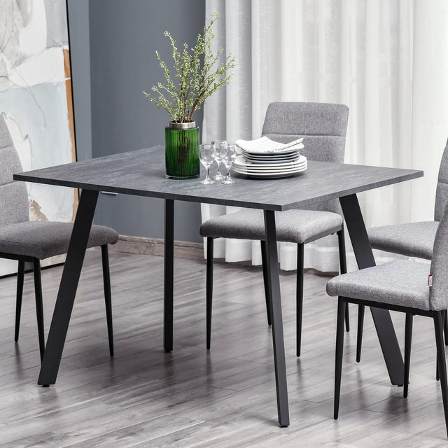 HOMCOM Dining Table, Contemporary Rectangle Kitchen Table with Metal Legs and Spacious Tabletop for Dining Room, Living Room, Dark Grey