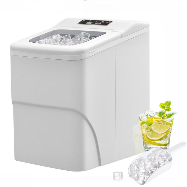 HOMCOM 12kg Countertop Ice Cube Machine, with Scoop - White