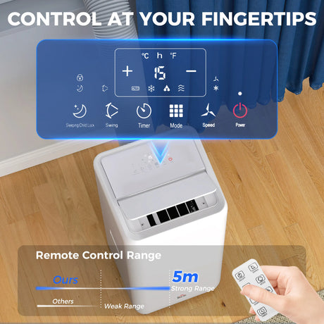 HOMCOM 12,000 BTU 5-in-1 Mobile Air Conditioner, 35m2 Radius - White