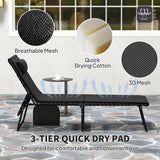 Outsunny Set of Two Reclining Sun Loungers - Black
