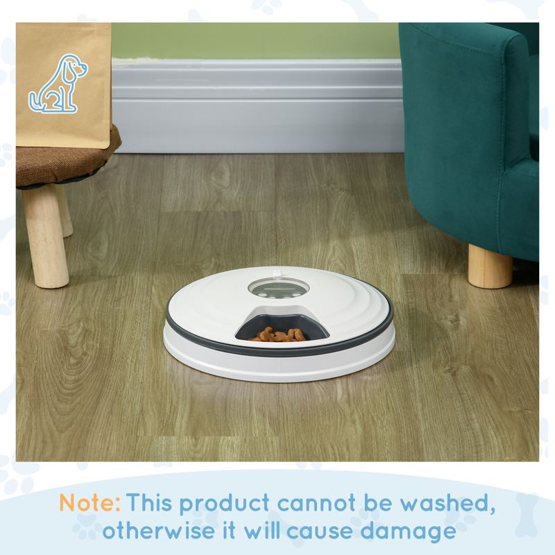 PawHut Automatic Pet Dog Cat Feeder w/ Digital Timer Six-Meal Food Dispenser