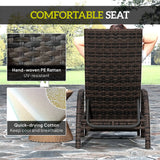 Outsunny Reclining Rattan Lounger, with Extending Footrest - Brown