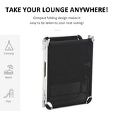 Outsunny Foldable Outdoor Sun Loungers Set of 2, Reclining Lounge Chair Camping Bed Cot with Pillow 4-Level Adjustable Back Aluminium Frame, Black